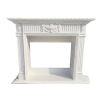 Modern White Marble Fireplace Surround Minimalist Polished Mantel for Contemporary Living Room Decor