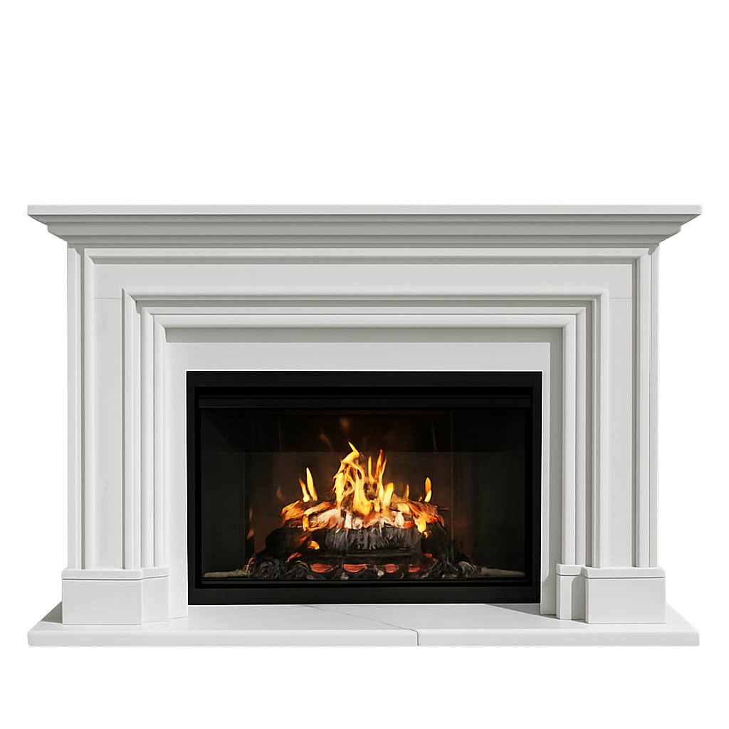 Modern White Marble Fireplace Surround