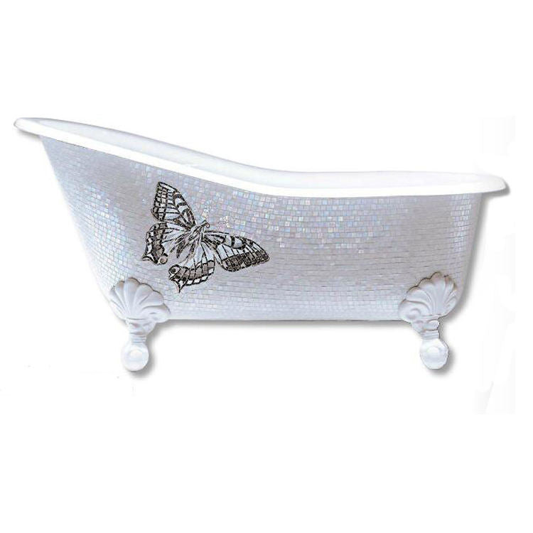 Flower Mural Shoe Shaped Design Bathtub Mosaic Tile