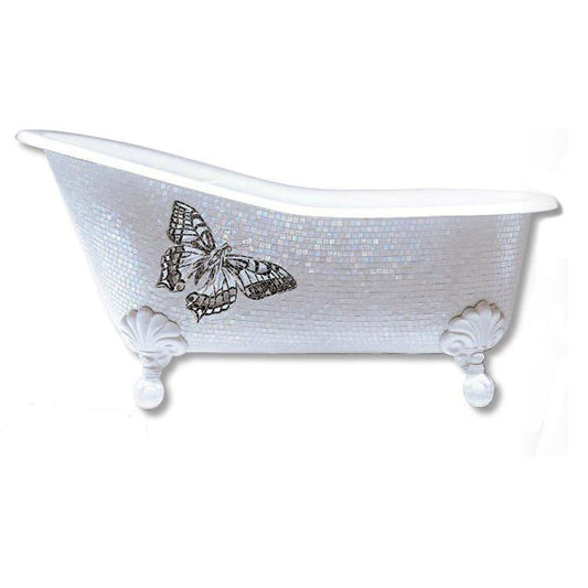 Flower Mural Shoe Shaped Design Bathtub Mosaic Tile