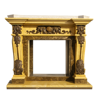 Customizable Size Simple Beige Natural Marble Gothic Revival Fireplace Mantel for Living Room Accent