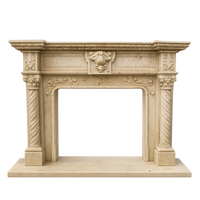 Customizable Size Simple Beige Natural Marble Gothic Revival Fireplace Mantel for Living Room Accent